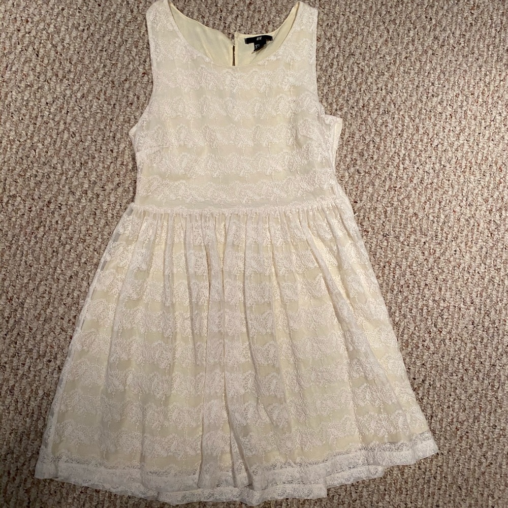 H&M Cream Lace Tank Dress